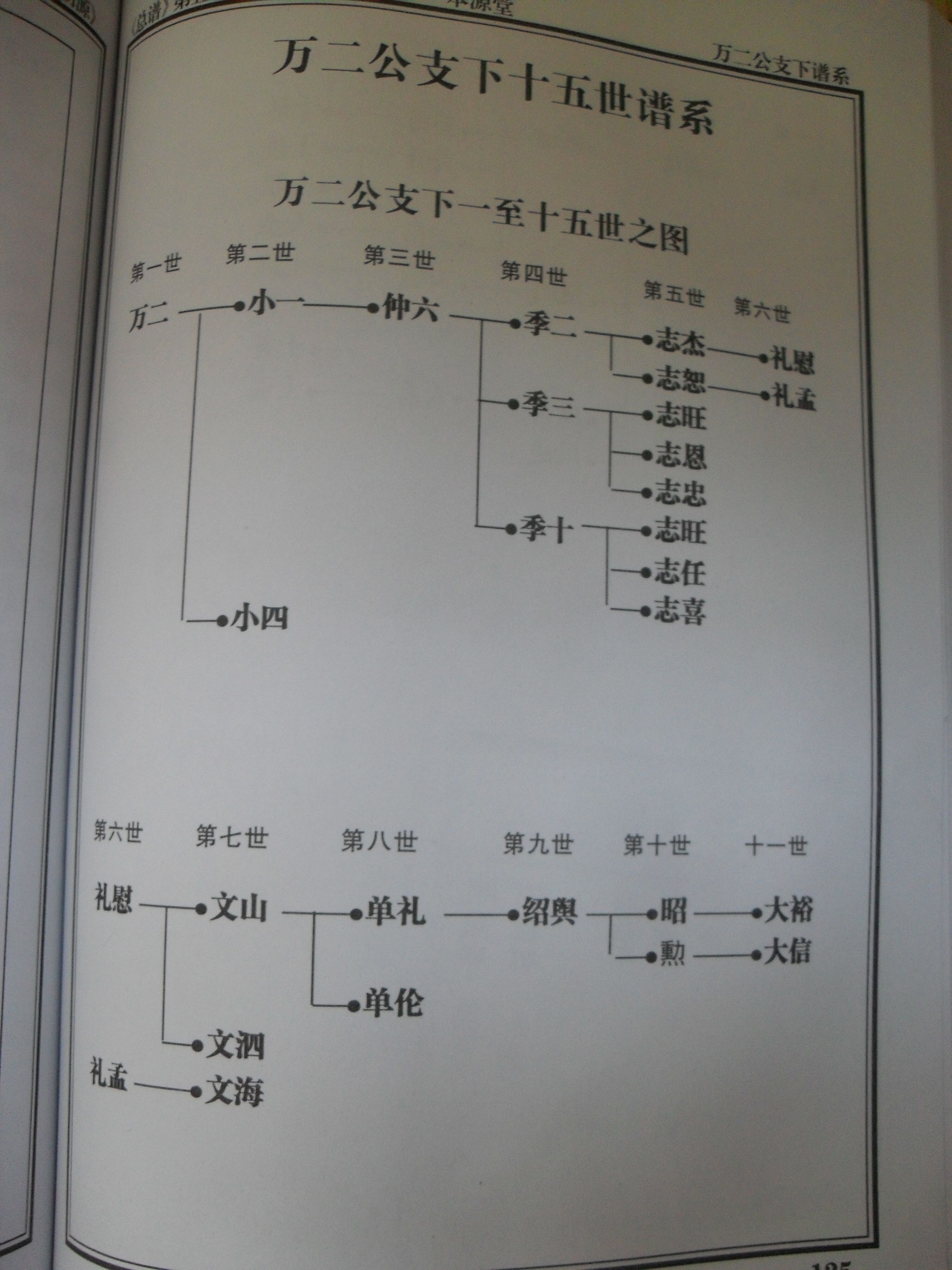 万二公支下十五世谱系