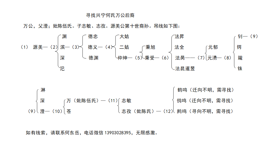 寻找兴宁何氏万公后裔